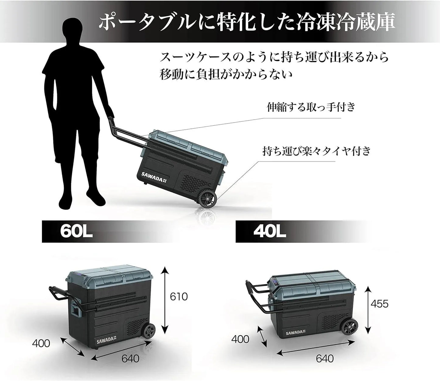 Sawada 帳篷 SAWADA 便攜式冷凍冰箱（可外接電池）60L