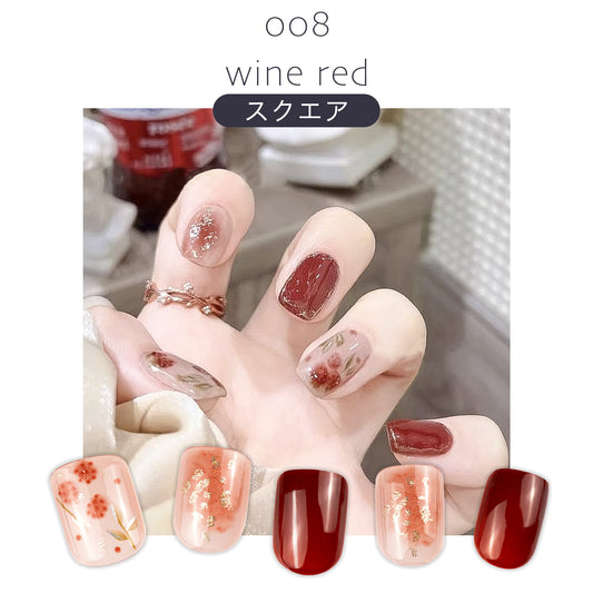 Nail tips - Easy nail art just by sticking them on - "008 wine red"